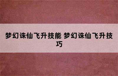 梦幻诛仙飞升技能 梦幻诛仙飞升技巧